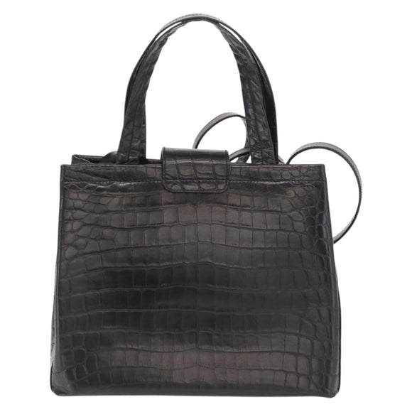 Salvatore Ferragamo Vala Shoulder Bag Leather Black Gold Auth ka1810