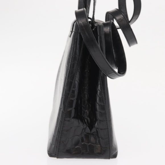 Salvatore Ferragamo Vala Shoulder Bag Leather Black Gold Auth ka1810