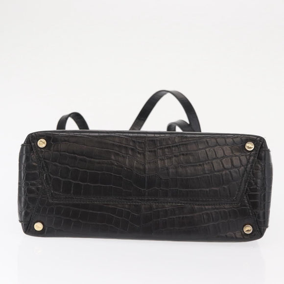 Salvatore Ferragamo Vala Shoulder Bag Leather Black Gold Auth ka1810