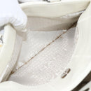 CHANEL Choco Bar Tote Bag Leather White Silver CC Auth ka1815-11