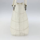 CHANEL Choco Bar Tote Bag Leather White Silver CC Auth ka1815-3