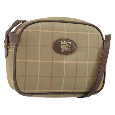 Burberrys Nova Check Shoulder Bag Canvas Beige Gold Auth ka1816