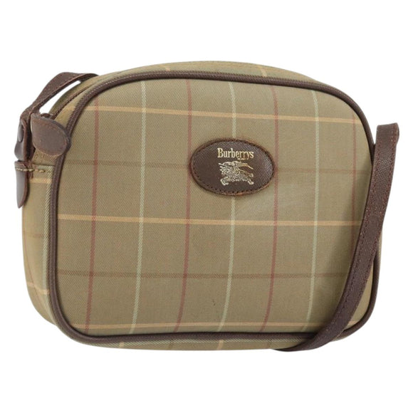 Burberrys Nova Check Shoulder Bag Canvas Beige Gold Auth ka1816