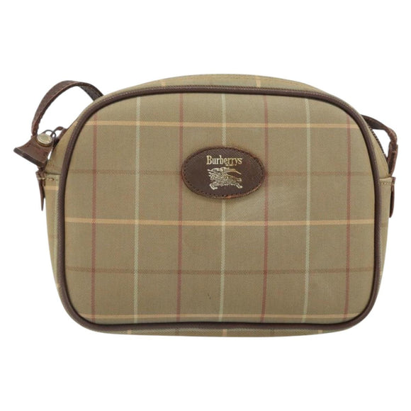 Burberrys Nova Check Shoulder Bag Canvas Beige Gold Auth ka1816