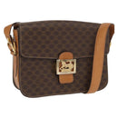 CELINE Macadam Canvas Shoulder Bag PVC Leather Brown Gold Auth ka1818-1