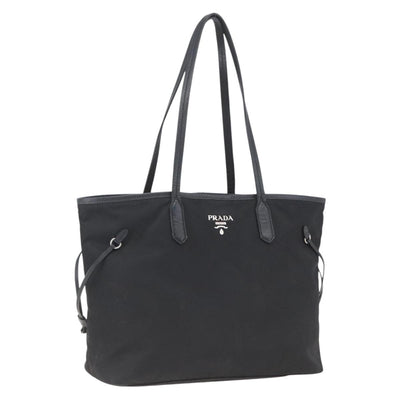 PRADA Tote Bag Nylon Black Silver Auth ka1832