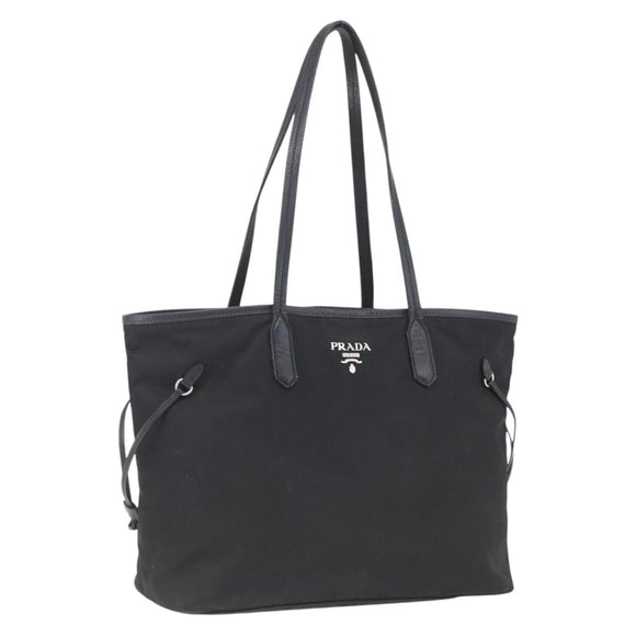 PRADA Tote Bag Nylon Black Silver Auth ka1832