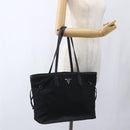 PRADA Tote Bag Nylon Black Silver Auth ka1832-21