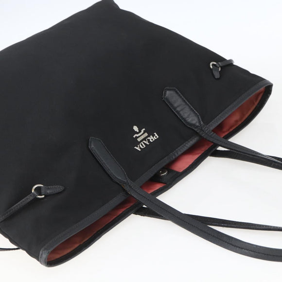 PRADA Tote Bag Nylon Black Silver Auth ka1832