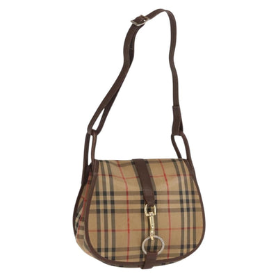 Burberrys Nova Check Shoulder Bag Canvas Beige Gold Auth ka1833