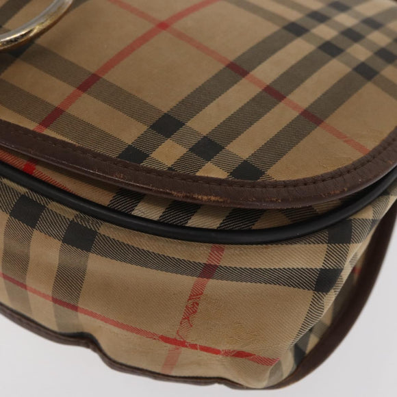 Burberrys Nova Check Shoulder Bag Canvas Beige Gold Auth ka1833
