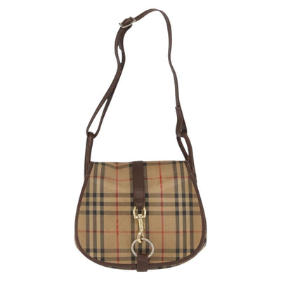 Burberrys Nova Check Shoulder Bag Canvas Beige Gold Auth ka1833 - 0