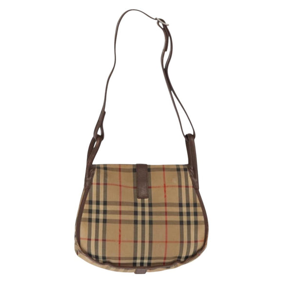 Burberrys Nova Check Shoulder Bag Canvas Beige Gold Auth ka1833