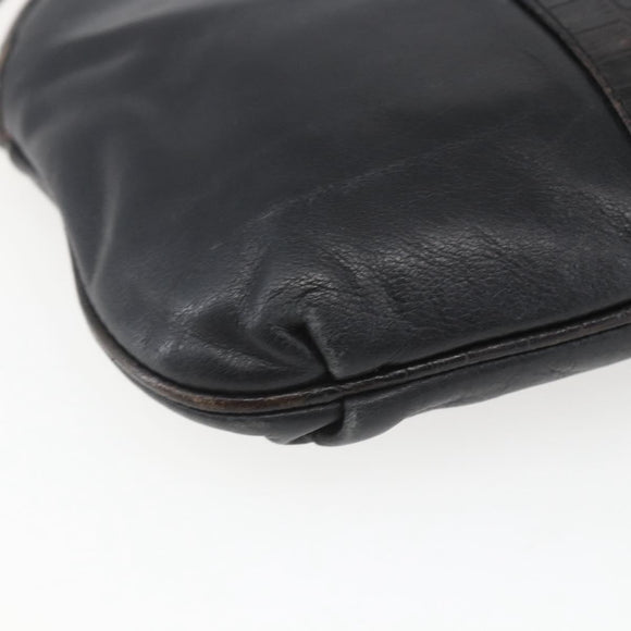 FENDI Shoulder Bag Leather Black Gold Auth ka1834