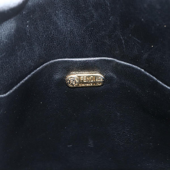FENDI Shoulder Bag Leather Black Gold Auth ka1834