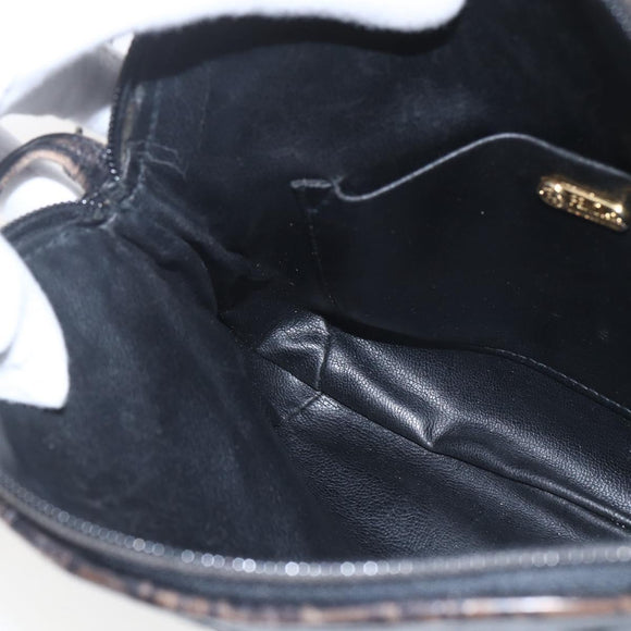 FENDI Shoulder Bag Leather Black Gold Auth ka1834