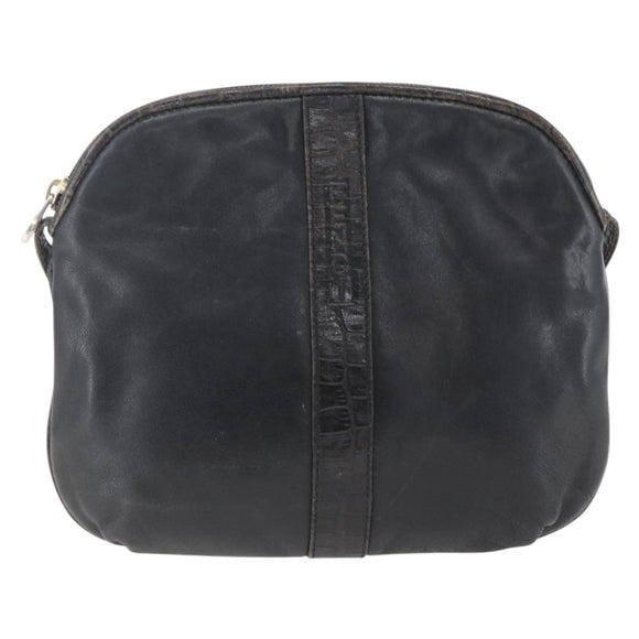 FENDI Shoulder Bag Leather Black Gold Auth ka1834