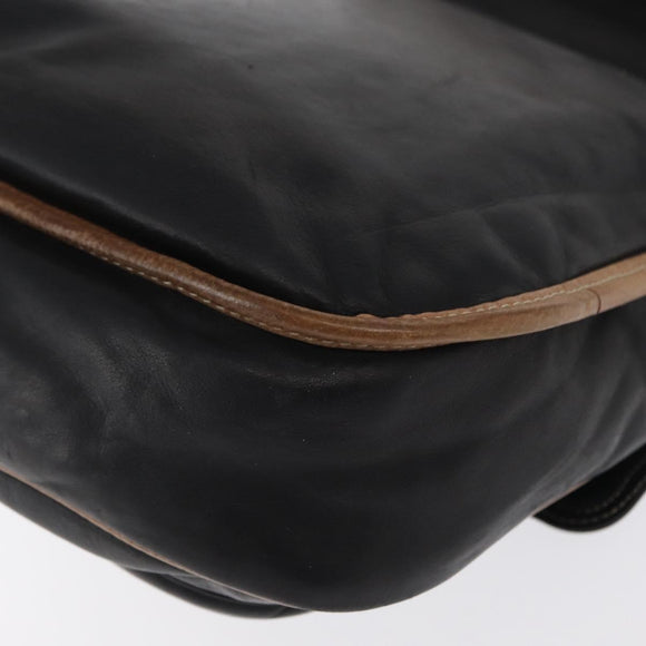 LOEWE Anagram Shoulder Bag Leather Black Auth ka1835