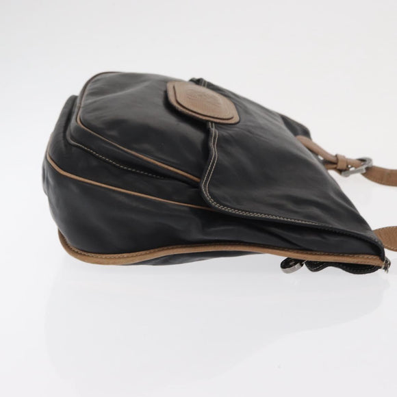 LOEWE Anagram Shoulder Bag Leather Black Auth ka1835