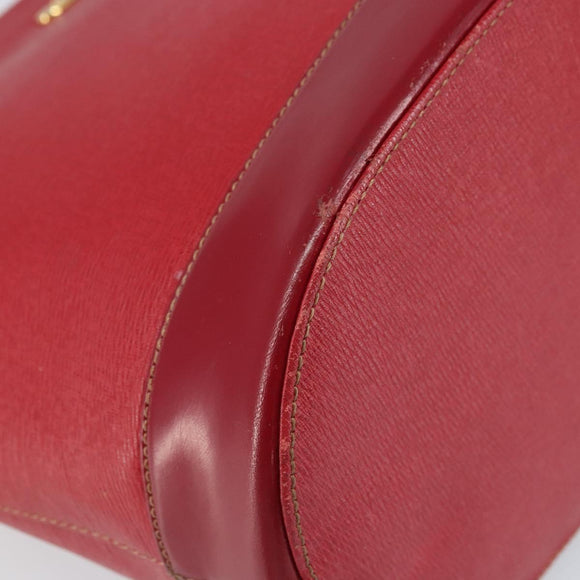 Burberrys Tote Bag Leather Red Gold Auth ka1838