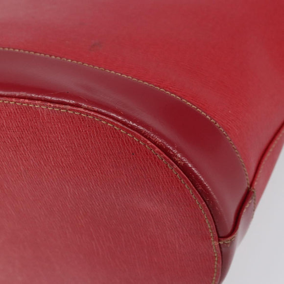 Burberrys Tote Bag Leather Red Gold Auth ka1838