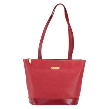 Burberrys Tote Bag Leather Red Gold Auth ka1838 - 0