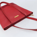 Burberrys Tote Bag Leather Red Gold Auth ka1838-6