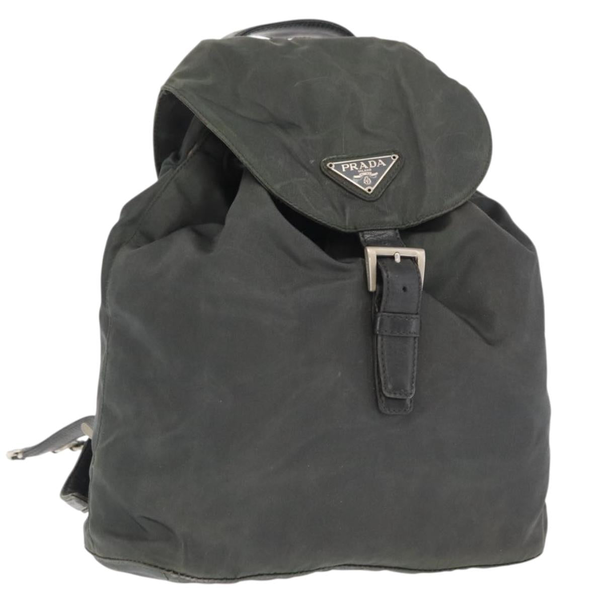 PRADA Backpack Nylon Khaki Silver
