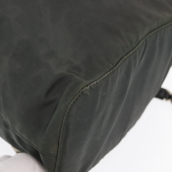 PRADA Backpack Nylon Khaki Silver Auth ka1839