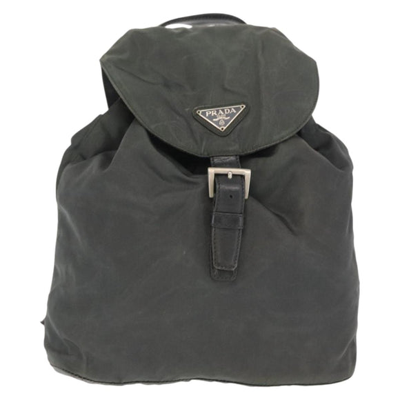 PRADA Backpack Nylon Khaki Silver Auth ka1839