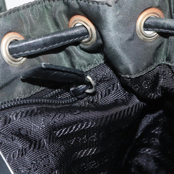 PRADA Backpack Nylon Khaki Silver Auth ka1839