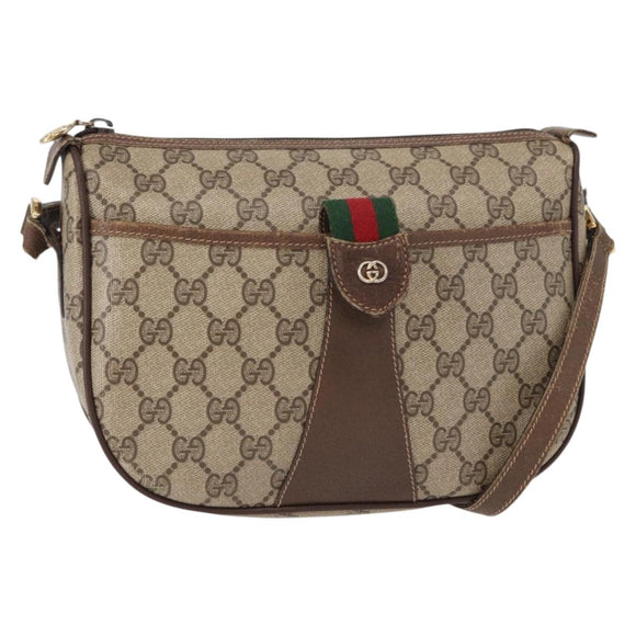 GUCCI GG Supreme Web Sherry Line Bag PVC Beige Gold 001 123 6177 4023 Auth ka184