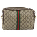GUCCI GG Supreme Web Sherry Line Bag PVC Beige Gold 24 02 005 Auth ka1843-2