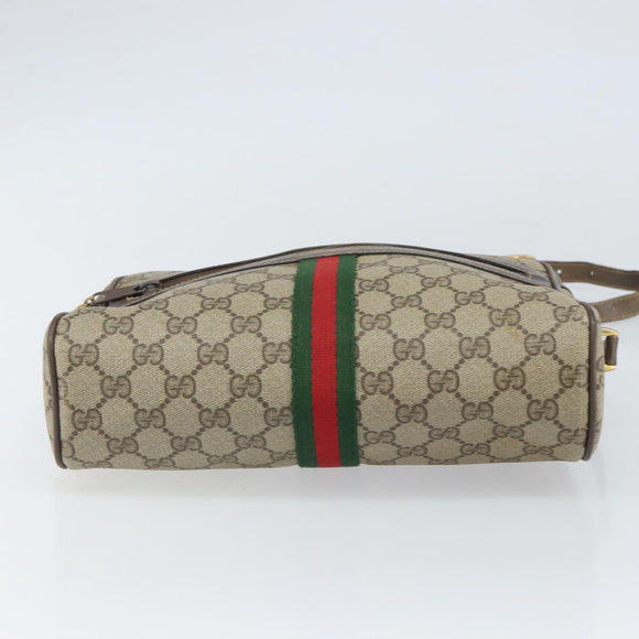 GUCCI GG Supreme Web Sherry Line Bag PVC Beige Gold 24 02 005 Auth ka1843