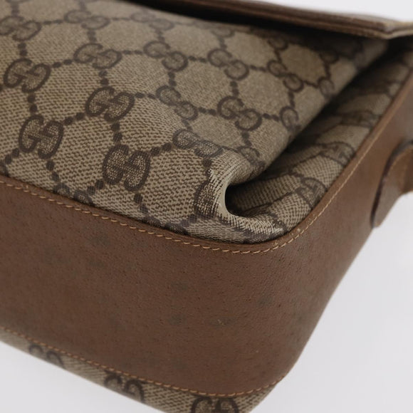 GUCCI GG Supreme Web Sherry Line Bag PVC Beige Gold 904 02 084 Auth ka1844