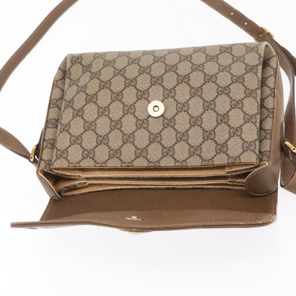 GUCCI GG Supreme Web Sherry Line Bag PVC Beige Gold 904 02 084 Auth ka1844