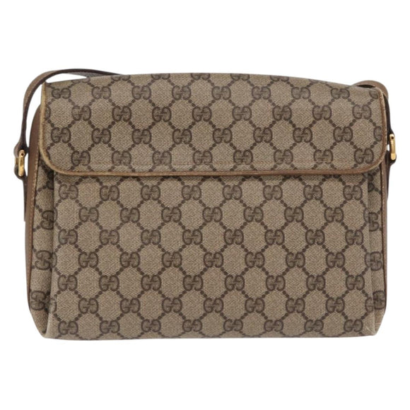 GUCCI GG Supreme Web Sherry Line Bag PVC Beige Gold 904 02 084 Auth ka1844