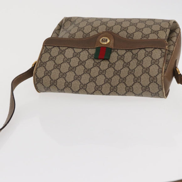 GUCCI GG Supreme Web Sherry Line Bag PVC Beige Gold 904 02 084 Auth ka1844