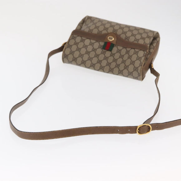 GUCCI GG Supreme Web Sherry Line Bag PVC Beige Gold 904 02 084 Auth ka1844