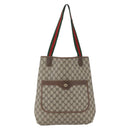 GUCCI GG Supreme Web Sherry Line Tote Bag PVC Beige Red 89 02 003 Auth ka1847A-13