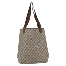 GUCCI GG Supreme Web Sherry Line Tote Bag PVC Beige Red 89 02 003 Auth ka1847A - 0