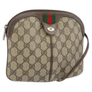 GUCCI GG Supreme Web Sherry Line Bag PVC Beige Gold 904 02 047 Auth ka1848-1