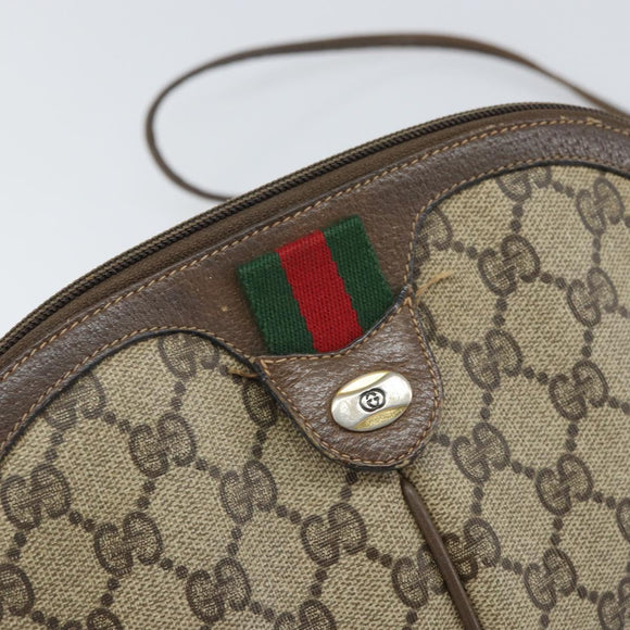 GUCCI GG Supreme Web Sherry Line Bag PVC Beige Gold 904 02 047 Auth ka1848