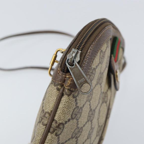 GUCCI GG Supreme Web Sherry Line Bag PVC Beige Gold 904 02 047 Auth ka1848