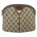 GUCCI GG Supreme Web Sherry Line Bag PVC Beige Gold 904 02 047 Auth ka1848-13