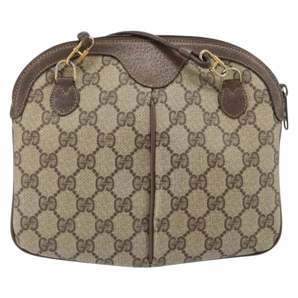 GUCCI GG Supreme Web Sherry Line Bag PVC Beige Gold 904 02 047 Auth ka1848