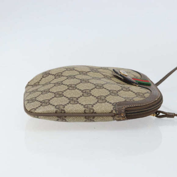GUCCI GG Supreme Web Sherry Line Bag PVC Beige Gold 904 02 047 Auth ka1848