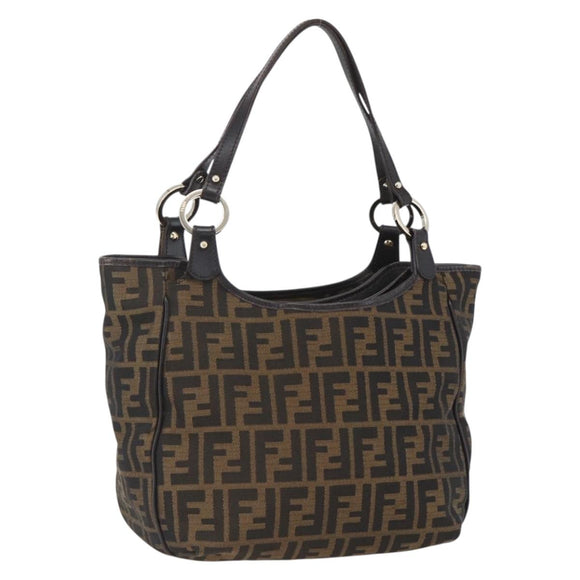 FENDI Zucca Canvas Tote Bag Black Brown Auth ka1849