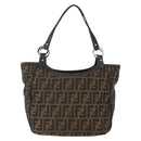 FENDI Zucca Canvas Tote Bag Black Brown Auth ka1849-2