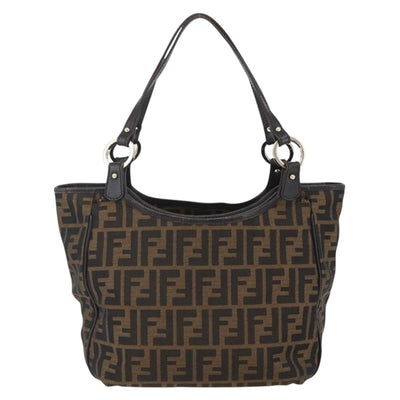 FENDI Zucca Canvas Tote Bag Black Brown Auth ka1849 - 0